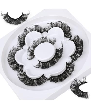 Strip Lashes Wispy Russian D Radians False Eyelashes Natural Look 3D Volume Curly 4 Pairs Pack Fluffy Fake Eye Lashes by Zenotti D Curly 4 Pairs