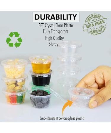 200 Sets of (0.75 Oz) Medicine Cups with Leak-Resistant Lids - Bulk Pack of Small Sample Cups - Clear and Transparent Condiment Containers - Easy Snap-On Tight Fit - Buy Online on GoSupps.com
