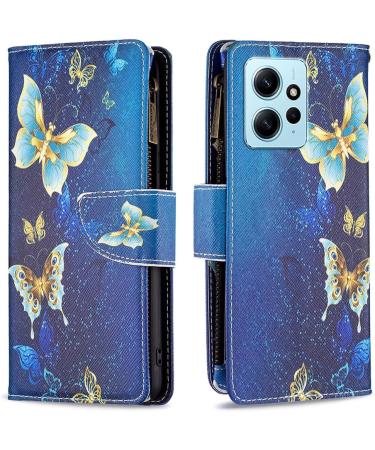 VQWQ Butterfly Mobile Phone Case for Xiaomi Redmi Note 12 4G - Protective Leather Bag with Lanyard Zipper & Flip Design - Buy Online on GoSupps.com
