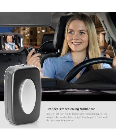 Reer 86101 BabyView LED Car Safety Mirror - Keep an Eye on Your Baby in the Back Seat - Grey with Lighting - Buy Online on GoSupps.com