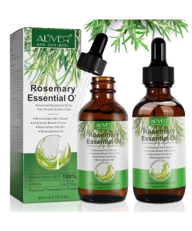 Rosemary Oil for Hair Rosemary Oil for Hair Growth 2 Pieces Essential Rosemary Oil for Hair and Skin Care Rosemary Oil for Healthy Growth of Hair Eyebrows Scalp Eyelashes