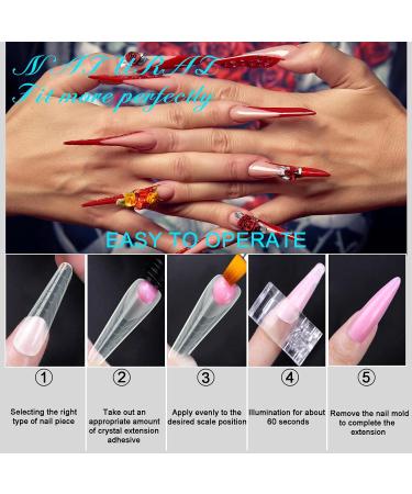 Vnjaoi 120-Piece Dual Nail Shapes Set - 12 Sizes Semi-Matte Poly Nail Gel Full Cover Coffin Nail Builder for DIY Gel Manicure & Nail Art Design - Buy Online on GoSupps.com