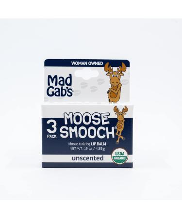 Mad Gab's Moose Smooch Unscented Lip Balm 3pk | Organic Moisturizing Lip Care with Olive Oil & Beeswax - International Shipping Available - Buy Online on GoSupps.com