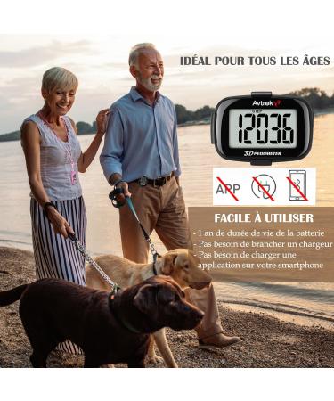 AVTREK Precise 3D Step Counter - Digital Pedometer with Large Display Time & LED Backlight - Ideal for Walking & Running | International Shipping - Buy Online on GoSupps.com
