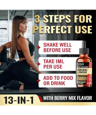 Tenmido 13in1 Adrenal & Focus Support Supplements Liquid Drops with Astragalus Wood Betony Rhodiola Ashwagandha Bacopa Eleuthero Gotu Kola Holy Basil and More - 30 Days Supply - 1FL Oz - Buy Online on GoSupps.com