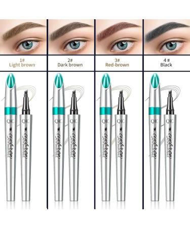 Microblading Eyebrow Pen - 3D Waterproof Natural Brows | 4-Tipped Precision Brow Pen for All-Day Wear (Light Brown) - Shop Internationally - Buy Online on GoSupps.com
