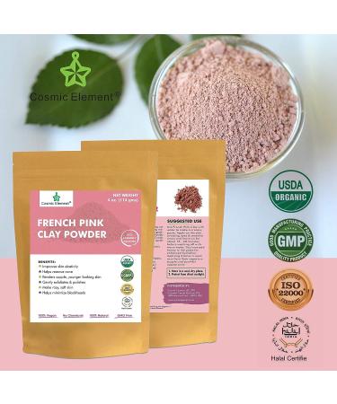 French Pink Clay Powder - Vegan Food Grade Healing Clay for Face Mask - Detox Skin Care - 4 oz - Buy Online on GoSupps.com