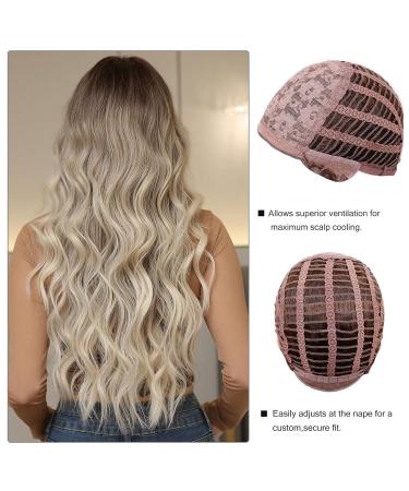 Uevies 26-Inch Long Brown & Blonde Synthetic Wig - Realistic Middle Part Ponytail for Halloween Cosplay Parties & Daily Wear - Buy Online on GoSupps.com