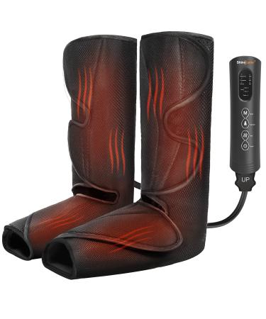 SHINE WELL Leg Massager with Heat and Compression, Foot and Leg Massager for Circulation, 2 Heat 3 Modes 3 Intensities 2 Extensions, Leg Compression Massager for Pain Relief, Muscle Relaxation