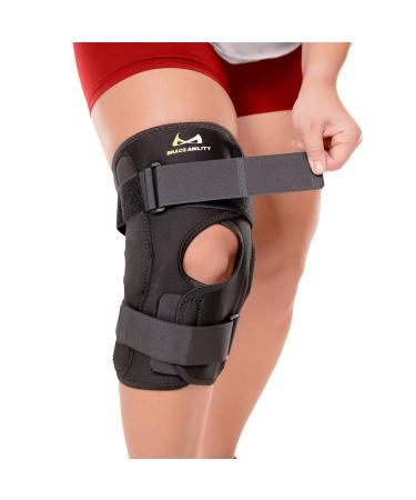 BraceAbility Obesity Hinged Knee Brace - XXXL Overweight to Plus Size Wrap Support for Womens and Mens Arthritis Treatment Bariatric Joint Pain Relief Kneecap Instability Ligament Weakness (3XL) XXX-Large
