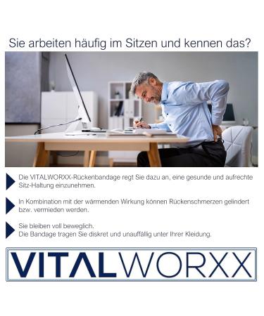 Vitalworxx Back Bandage | XL Back Support Belt for Pain Relief & Sciatica | Professional Back Pain Help - Gray (90-105 cm Waist) - Buy Online on GoSupps.com