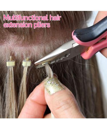Hair Extension Pliers 3 Piece Professional Hair Extension Kit Hair Extension Tools with 3 Hole Hair Extension Clamp Loop Needle Threader and Pull-Out Needle for Nano Beads and Micro Link Beads - Buy Online on GoSupps.com