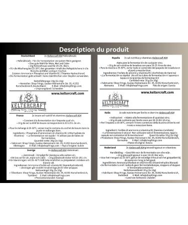 Sel nutritif pour levure Keltercraft K04 20g: pour 50L de vin/hydromel/cidre Sel de fermentation Nourriture pour levure DAP avec vitamines Sel nutritif pour la fermentation - Buy Online on GoSupps.com