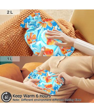 Oarencol Goldfish Hot Water Bottle with Cover - 2L Transparent | Pain Relief for Cramps | International Shipping - Buy Online on GoSupps.com