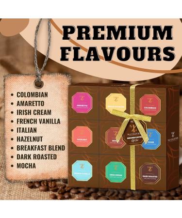 Coffee Gift Set Hamper - Flavoured Ground Coffee Medium-Dark Roasted Flavoured Coffee Syrup Shortbread & French Press Coffee Maker - Christmas Hamper Gift for Coffee Lover - Gifts for Him and Her Variety Ground Coffee Hamper - Buy Online on GoSupps.com