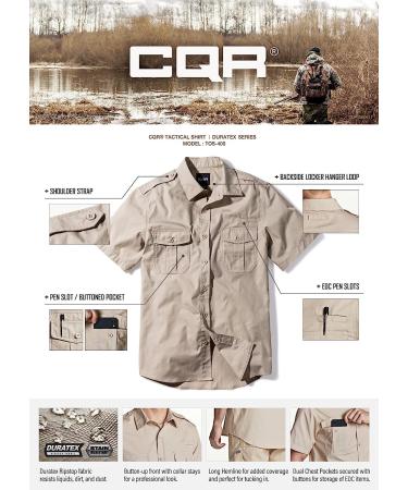 CQR Men's Short Sleeve Ripstop Tactical Work Shirt - Commander Khaki XL - Buy Online on GoSupps.com