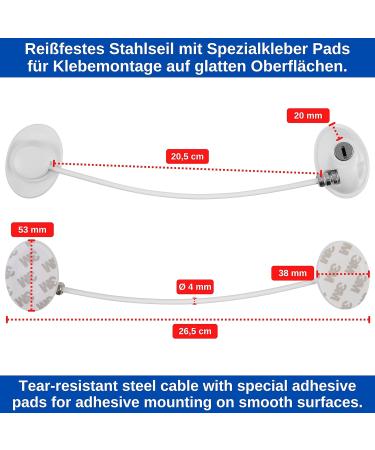 Secure Your Home with Our White Adhesive Lock - Child Safety Lock for Refrigerators Closets Doors & Windows - Includes 2 Keys & Replacement Pads - Buy Online on GoSupps.com