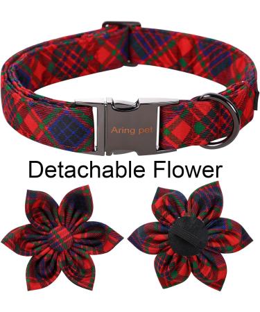 Buy Aring Pet Christmas Dog Collar - Cute Checkered Design with Flower Comfortable Fit Metal Buckle for Small to Tall Dogs - L Red - Buy Online on GoSupps.com