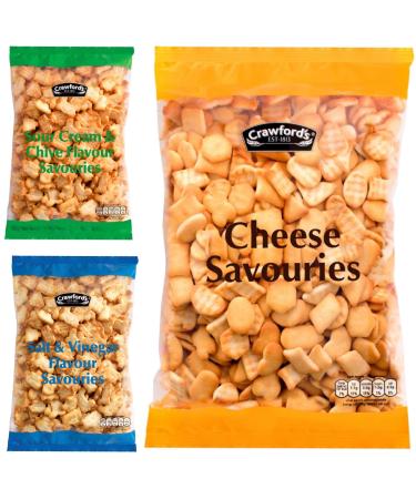 Multiple MULTIPLE Crawfords Pack of 3 cheese bags 300g salt and vinegar 250g sour cream and chives 250g