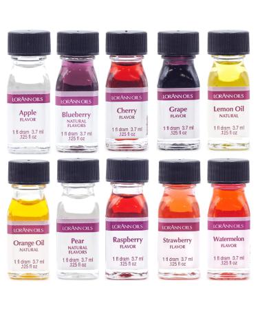 LorAnn SS Pack #1 of 10 Fruity Flavors in 1 dram bottles (.0125 fl oz - 3.7ml) bottles Variety 0.12 Fl Oz (Pack of 10)