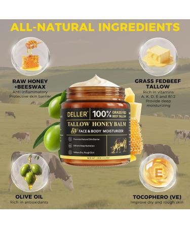 4.2 OZ Beef Tallow for Skin Face, Grass Fed Beef Tallow with Honey Bee Venom Cream Natural Tallow and Honey Balm, Deep Hydration Tallow Face Moisturizer for Dry, Sensitive & All Skin Types - Buy Online on GoSupps.com