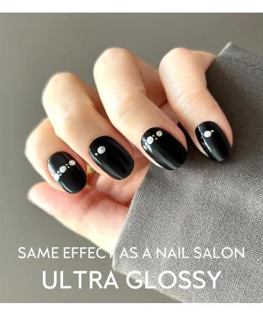 Buy Semi Cured Gel Nail Strips - Long Lasting UV Gel Nail Stickers | 20 Salon Quality Nail Wraps | Black Pearl - International Shipping Available - Buy Online on GoSupps.com