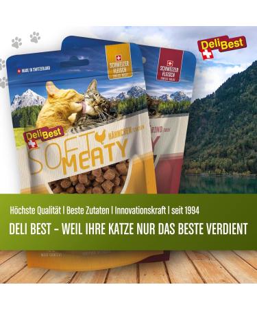 Delibest Soft Meatys Cat Treats - Swiss Beef Cereal-Free Semi-Damp Easy Digestible Allergy-Friendly 100g - Buy Online on GoSupps.com