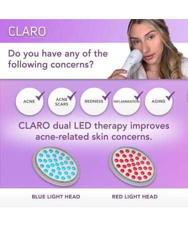 Spa Sciences CLARO LED Acne Treatment Light Therapy | FDA Cleared Professional Home Healing | Blue & Red Light System - Buy Online on GoSupps.com