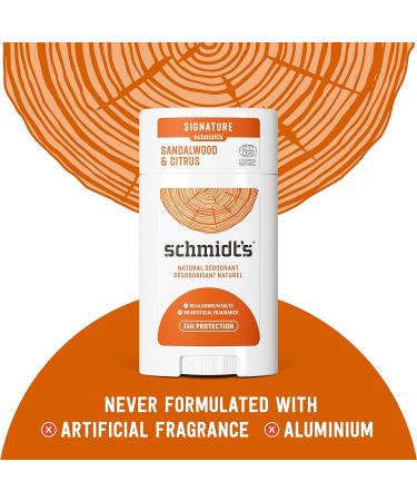 Schmidt's Sandalwood & Citrus Deodorant 2.65 oz (Pack of 2) - Natural, Aluminum-Free, Vegan, Cruelty-Free with 24h Odor Protection - Buy Online on GoSupps.com