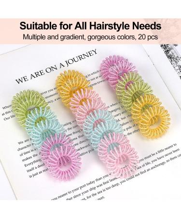 JessLab Spiral Hair Ties 20 Pcs - No Crease Traceless Hair Tie Set | Plastic Coil Ponytail Holders for Women & Girls - White Line - Buy Online on GoSupps.com