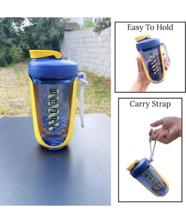 Qavi Protein Shaker Bottle - 590ml Yellow | Stainless Steel Mixing Ball | BPA-Free Tritan Material | Leakproof & Odourless - Buy Online on GoSupps.com