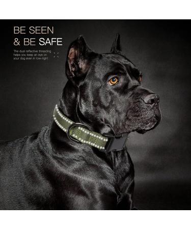 HEELE Reflective Neoprene Padded Dog Collar - Adjustable for Medium Dogs - Army Green - Size M (34-52cm) - Buy Online on GoSupps.com
