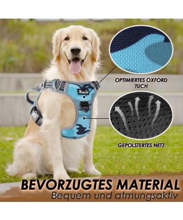Eyin Large Dog Harness - Adjustable Breathable Reflective Padded with Handle | Camouflage | Perfect for Daily Training | Sizes Neck 42-60cm Breast 47-86cm - Buy Online on GoSupps.com