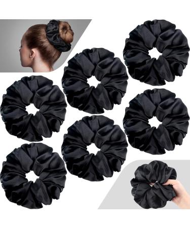 6 Pieces Oversized Satin Hair Scrunchies 7.2 Inch Elastic Silk Hair Bands Large Satin Hair Ties No Crease Ponytail Holder for Women Girls Hair Accessories (Black) - Buy Online on GoSupps.com
