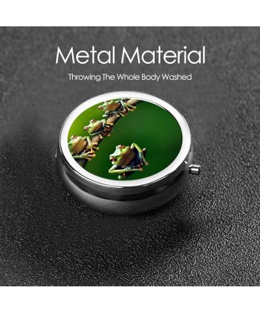 Funny Frogs Mini Round Pill Box | 3 Compartment Travel Organizer | Portable Medicine Case for Home & Office - Buy Online on GoSupps.com