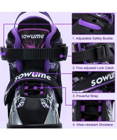 Sowume Adjustable Inline Skates | Light Up Wheels | Purple | Kids & Adults - Buy Online on GoSupps.com
