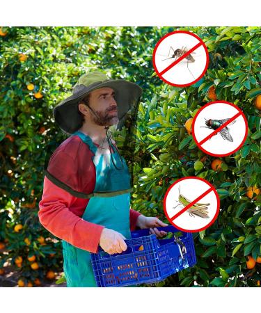 Midge Head Net Hat Grey Nylon Mosquito Head Net with Hat Portable Face Net Mesh with Hat for Outdoor Hiking Camping Climbing Fishing and Walking Green - Buy Online on GoSupps.com