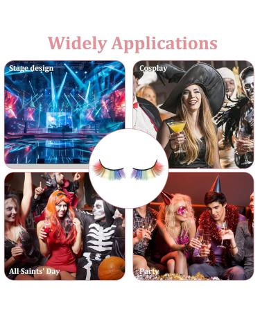 Buy 2 Pairs Colorful 3D False Lash Extensions - Fluffy Rainbow Eyelashes for Festivals & Cosplay - Buy Online on GoSupps.com