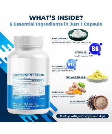 Liposomal Benfotiamine with Vitamin B6 Vitamin B12 Alpha Lipoic Acid Curcumin - Support Healthy Metabolism Energy Levels- Made and Tested in The USA 150 count (pack of 1) - Buy Online on GoSupps.com