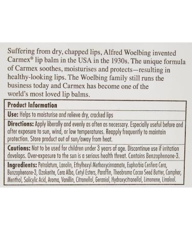 Carmex Classic Moisturising Lip Balm SPF 15 Stick | Hydrating Lip Care - 4.25g - Buy Internationally - Buy Online on GoSupps.com