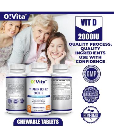 VITA Vitamin D3 + K2 2000IU Chewable Tablets | Joint & Bone Health Support | 90 Vegan Chewables - Buy Online on GoSupps.com