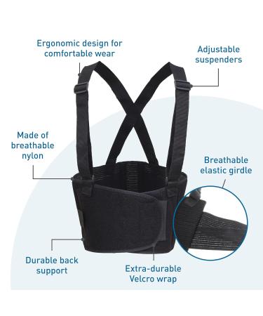 Body Sport Ultra Lift Back Support - Heavy-Duty Adjustable Lumbar Posture Brace for 32-44 Waist - Support Belt with Suspenders in Black | International Shipping - Buy Online on GoSupps.com