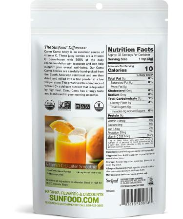 Buy Sunfood Organic Camu Camu Powder 3.5 oz | Raw Superfood Rich in Vitamin C - Buy Online on GoSupps.com
