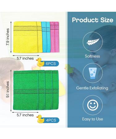 10 Pieces Korean Exfoliating Washcloth Mitt - Double Sided Bath Body Scrub Gloves for Dead Skin Removal - Japanese Spa Towel for a Refreshing Cleanse (Mix Color) - Buy Online on GoSupps.com
