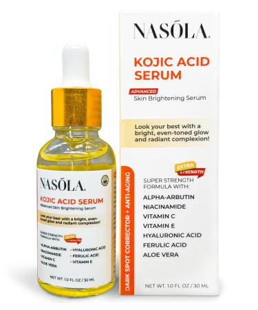 Nasola Kojic Acid Serum Skin Brightening Dark Spot Remover Fade Cream for Hyperpigmentation with Alpha Arbutin  Vitamin C & E  & Niacinamide
