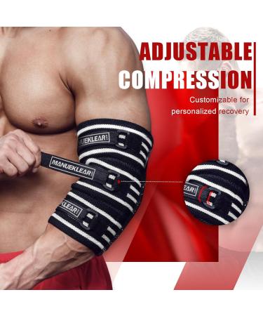 MANUEKLEAR XL Elbow Sleeves for Weightlifting - Adjustable Compression Wraps for Men - Buy Online on GoSupps.com