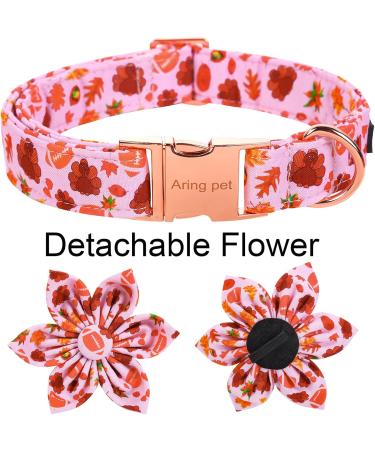 Shop Aring Pet Autumn Dog Collar | Cute Thanksgiving Floral Design | Cotton Maple Leaf Rugby Dog Collar with Metal Buckle - Perfect for Medium Dogs - Buy Online on GoSupps.com
