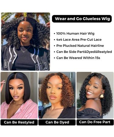 ALIPOP Glueless Curly Lace Front Wig for Black Women - 12 Inch Bob Wig - Buy Online on GoSupps.com