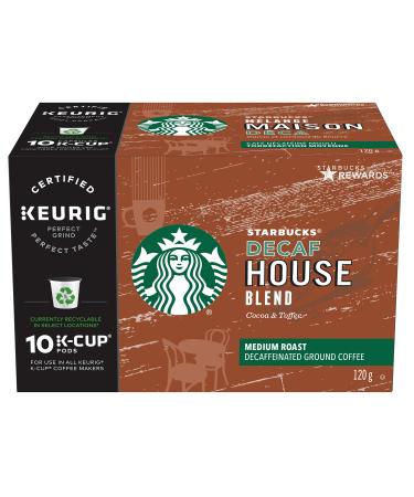 Starbucks House Blend Decaf K-Cups Single Serve Keurig Compatible Coffee Pods For Keurig Brewers - 60 Capsules House Blend Decaf 10 count (Pack of 6)