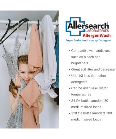 Allersearch AllergenWash 24 Oz Laundry Detergent - Allergy-Friendly Hypoallergenic Formula for Sensitive Skin - International Shipping Available - Buy Online on GoSupps.com